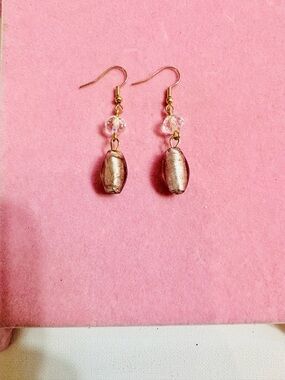 Handmade S925 Sterling Silver Champagne Glass Bead Drop Earrings